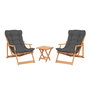 Hanah Home My007 - Juego de mesa y sillas de jardín de 3 piezas - Gris y Natural